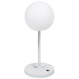 Bílá plastová stolní LED lampa Kave Home Dinesh s šedou podnoží